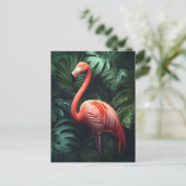 Flamingo en Oerwoud bladeren Briefkaart (Staand voorkant)