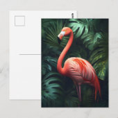 Flamingo en Oerwoud bladeren Briefkaart (Voorkant / Achterkant)