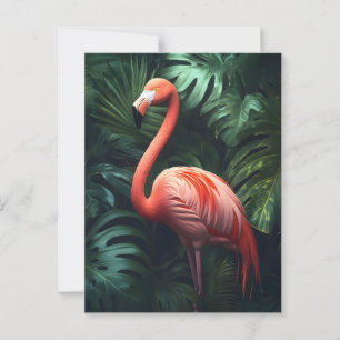 Flamingo en Oerwoud bladeren Briefkaart