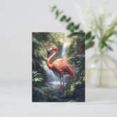 Flamingo en Oerwoud waterval Briefkaart (Staand voorkant)