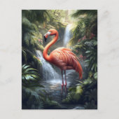 Flamingo en Oerwoud waterval Briefkaart (Voorkant)