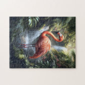 Flamingo en Oerwoud waterval Legpuzzel (Horizontaal)