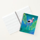 Flamingo en Palm Leaves Aqua Green Notitieboek (Binnen)