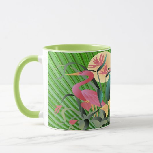 Flamingo en Palm Leaves Mok (Links)