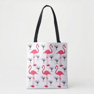 Flamingo en Palm Trees Tote Bag
