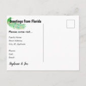 Flamingo en palmbladeren Verandering van adres Aankondigingskaart (Achterkant)