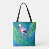 Flamingo en palmbladeren Verandering van adres Tote Bag (Achterkant)