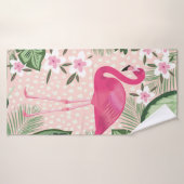Flamingo en palmbomen naadloos illustreren badhanddoek (Badhanddoek)