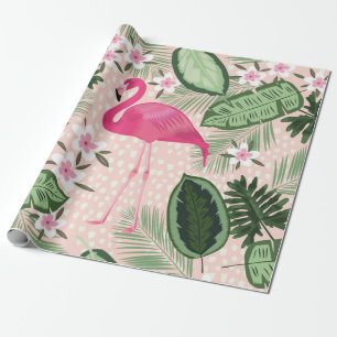 Flamingo en palmbomen naadloos illustreren cadeaupapier