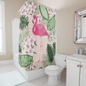 Flamingo en palmbomen naadloos illustreren douchegordijn (In situ)