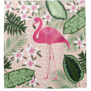 Flamingo en palmbomen naadloos illustreren douchegordijn
