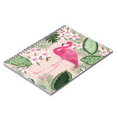 Flamingo en palmbomen naadloos illustreren notitieboek (Linkerzijde)