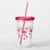 Flamingo en palmboom acryl drinkbeker (Achterkant)