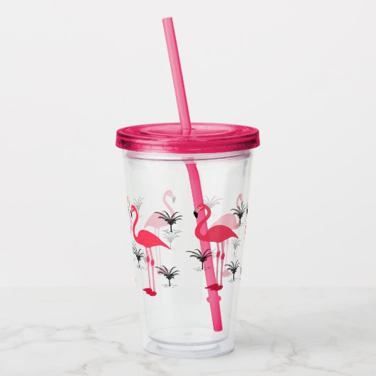 Flamingo en palmboom acryl drinkbeker (Links)
