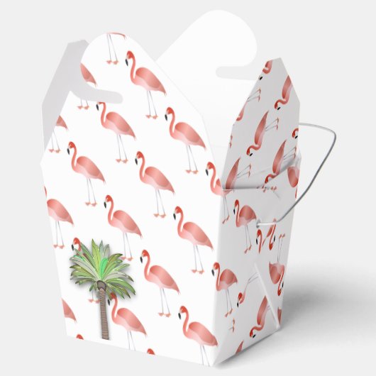 Flamingo en palmboom bedankdoosjes (Geopend)