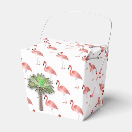 Flamingo en palmboom bedankdoosjes (Voorkant Zijde)
