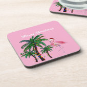 Flamingo en palmboom Kerstkussen Bier Onderzetter (Linkerzijde)