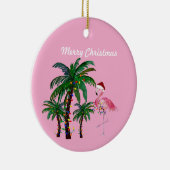 Flamingo en palmboom Kerstversiering Keramisch Ornament (Rechts)