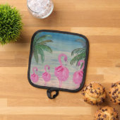 Flamingo en palmboom keuken pannenlap (Top down)