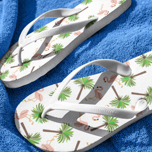 Flamingo En Palmboom Patroon Teenslippers