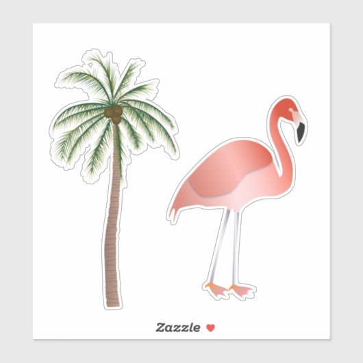Flamingo en palmboom sticker (Vel)