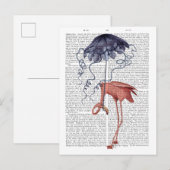 Flamingo en Parasol Briefkaart (Voorkant / Achterkant)