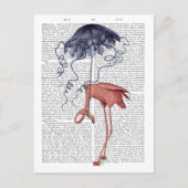 Flamingo en Parasol Briefkaart (Voorkant)
