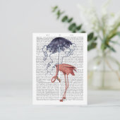 Flamingo en Parasol Briefkaart (Staand voorkant)