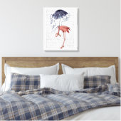 Flamingo en Parasol Canvas Afdruk (Insitu (Slaapkamer))