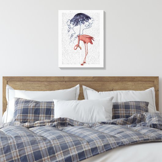 Flamingo en Parasol Canvas Afdruk (Insitu (Slaapkamer))