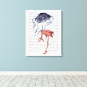 Flamingo en Parasol Canvas Afdruk (Insitu (Houten vloer))