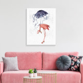 Flamingo en Parasol Canvas Afdruk (Insitu (Woonkamer))