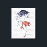 Flamingo en Parasol Canvas Afdruk<br><div class="desc">Flamingo en Parasol door Fab Funky. Met een flamingo die een parasol omhoog houdt die enigszins op een kwal lijkt. | 191801D</div>