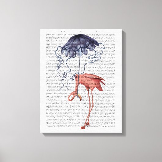 Flamingo en Parasol Canvas Afdruk (Voorkant)