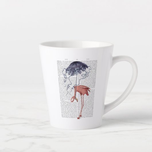 Flamingo en Parasol Latte Mok (Rechts)