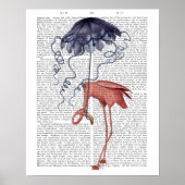 Flamingo en Parasol Poster (Voorkant)