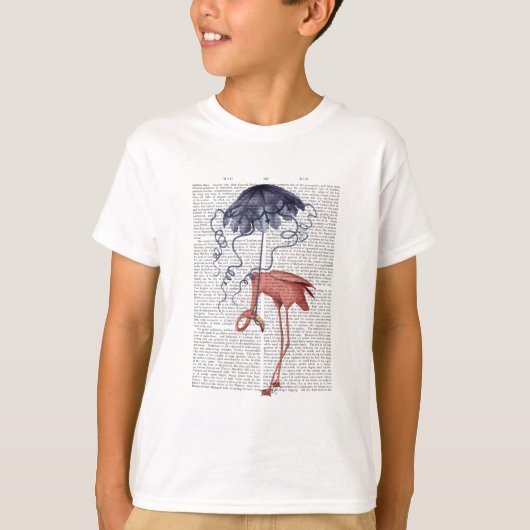 Flamingo en Parasol T-shirt (Voorkant)