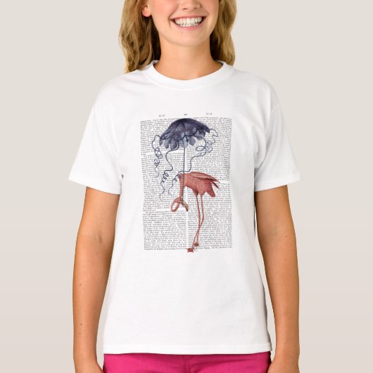 Flamingo en Parasol T-shirt (Voorkant)