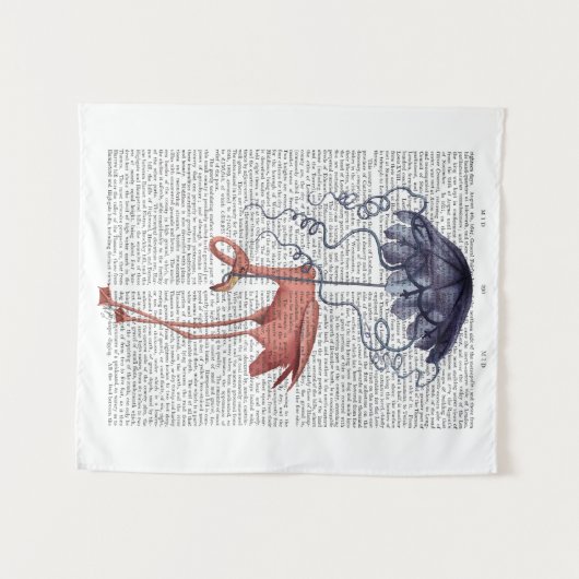 Flamingo en Parasol Wandkleed (Voorkant (horizontaal))