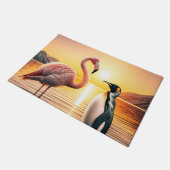 Flamingo en Pinguïn Zonsondergang Ontmoeting Deurmat (Schuin)