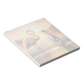 Flamingo en Pinguïn Zonsondergang Ontmoeting Notitieblok (Schuin)