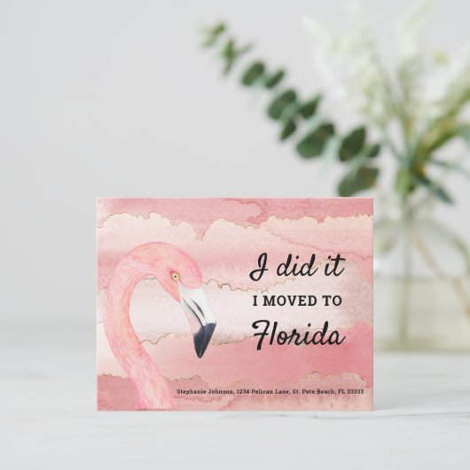 Flamingo en Pink Clouds Verhuisd naar Florida Nieu Aankondiging (Staand voorkant)
