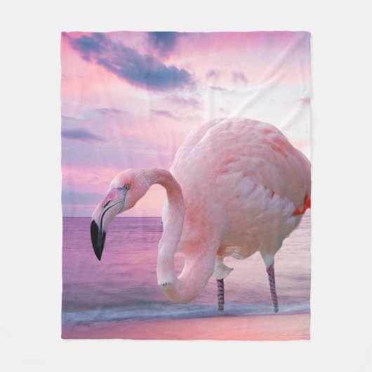 Flamingo en Pink Sky Fleece Deken (Voorkant)