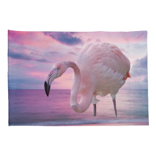 Flamingo en Pink Sky Kussensloop (Achterkant-Rechts)