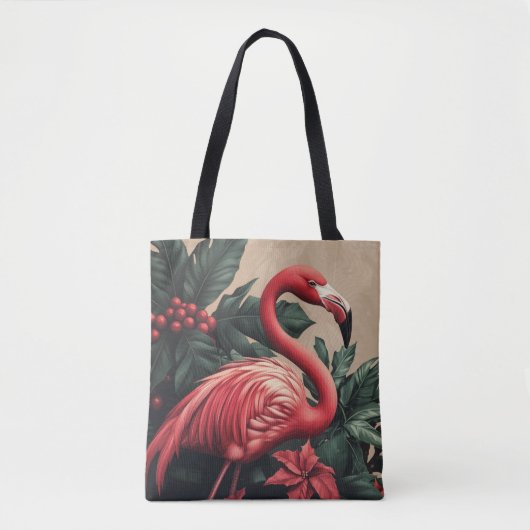 Flamingo en poinsettia tote bag (Voorkant)