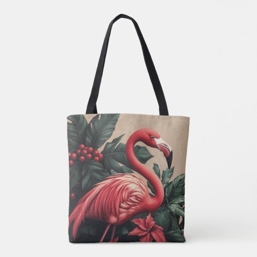 Flamingo en poinsettia tote bag (Achterkant)