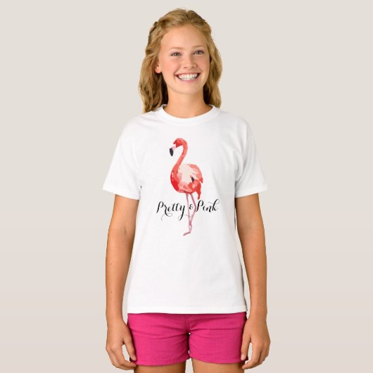 Flamingo  en Roze T-shirt (Voorkant volledig)