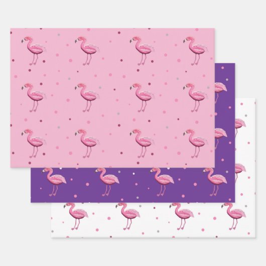 Flamingo en Stippen alle gelegenheden Inpakpapier Vel (Set)