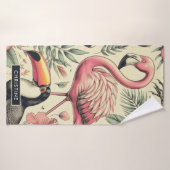 Flamingo en Toucan Naadloos Badhanddoek (Badhanddoek)
