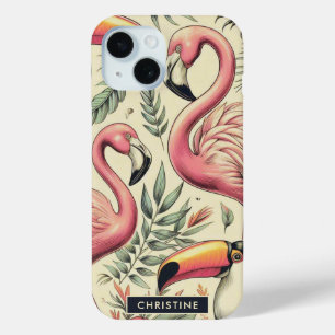  Flamingo en Toucan Naadloos iPhone 15 Case
